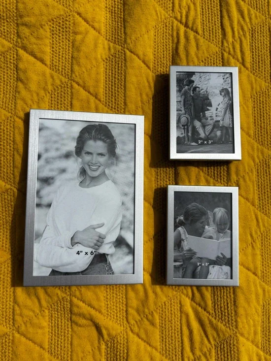 Set of 3 Silver Photo Frames with black backings