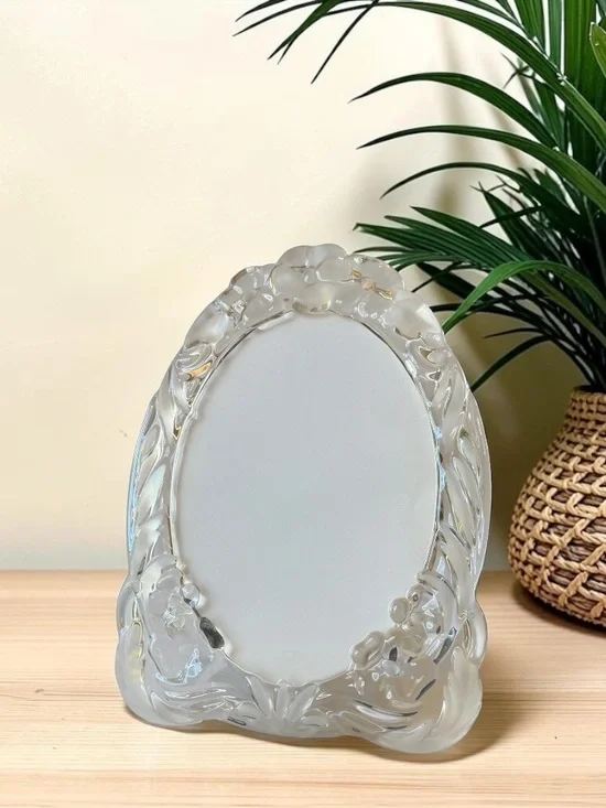 Mikasa Crystal 5x7 Floral Picture Frame Frosted Glass Photo Frame Standing
