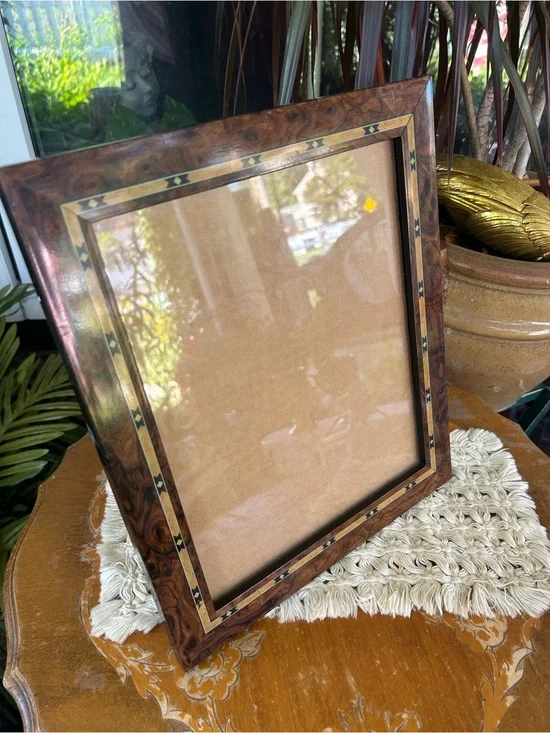 Inlaid Burl Wood Picture Frame