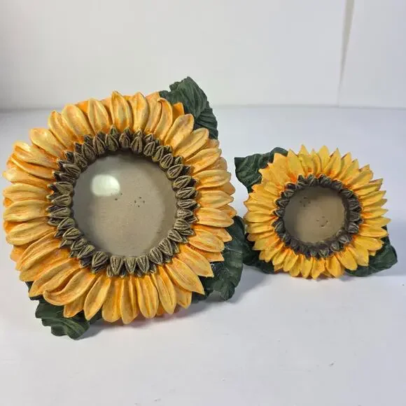 Set of 2 Sunflower figi Picture Frames Resin Floral Home Decor 3x3 & 5x5 Read