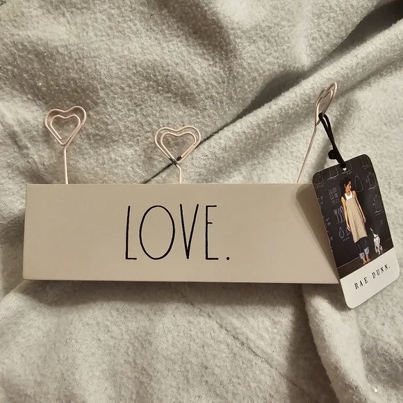 Rae Dunn Love Pink Wood And Wire Photo Holder Picture Display
