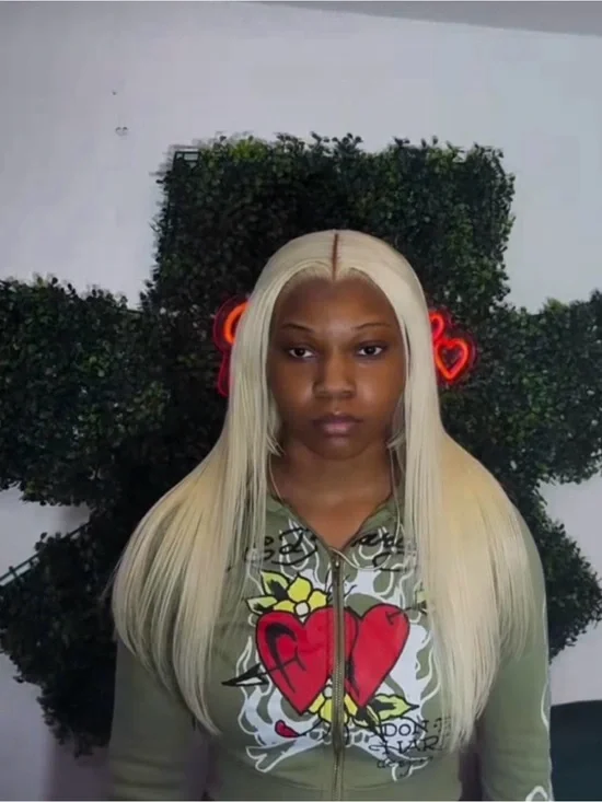 Blonde Straight Lace Front Wig - Center Part
