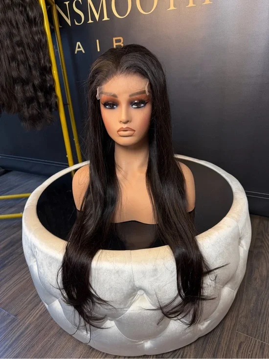 Black hd 5 by 5 100% mink Brazilian human Hair Wig - Natural Straight