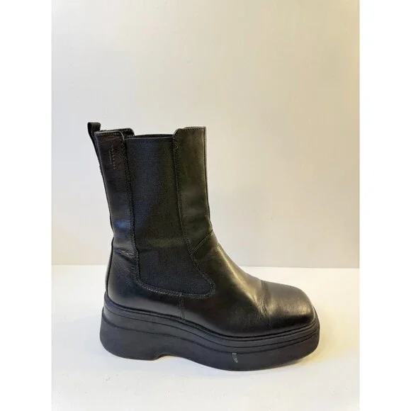 Vagabond Shoemakers Carla Boots Platform Black Leather Womens US 9