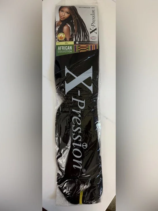 African Collection 82” Color 99J Synthetic Braiding Hair/Hot Water Set NWT