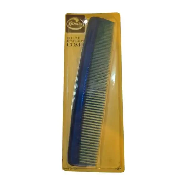 Vintage Goody Deluxe JewelTone Comb NOS Blue Hair Styling New on Card 9
