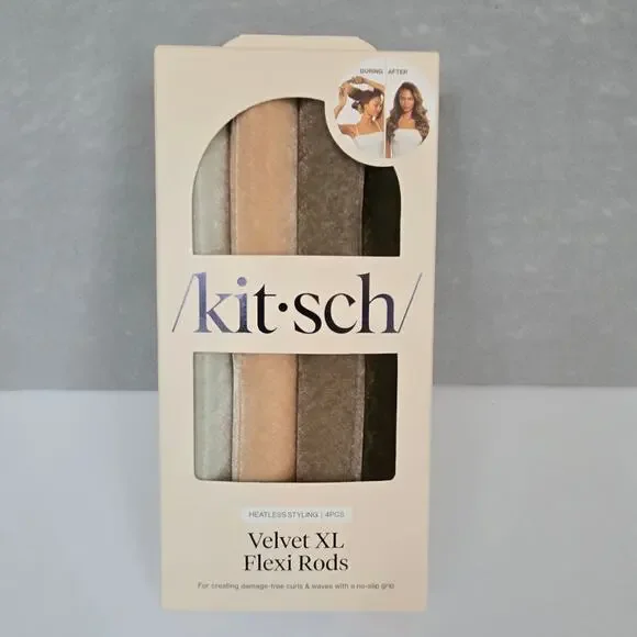 Kit-sch Velvet XL Flexi Rod Hair Rollers - Brown 4 pk - NEW