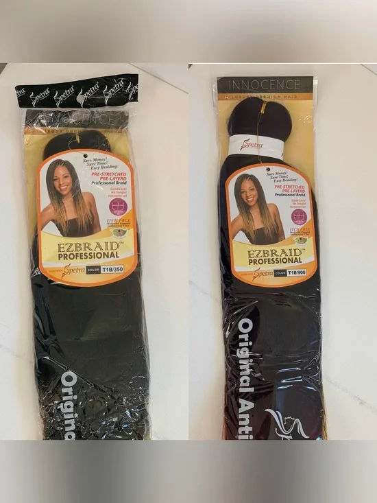 Professional Pre-Stretched Synthetic Easy Braid Hair Color T1B/900 & T1B/350 NWT