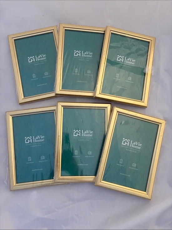 LaVie Home Gold Photo Frames New Old Stock In Plastic (Set of 6)