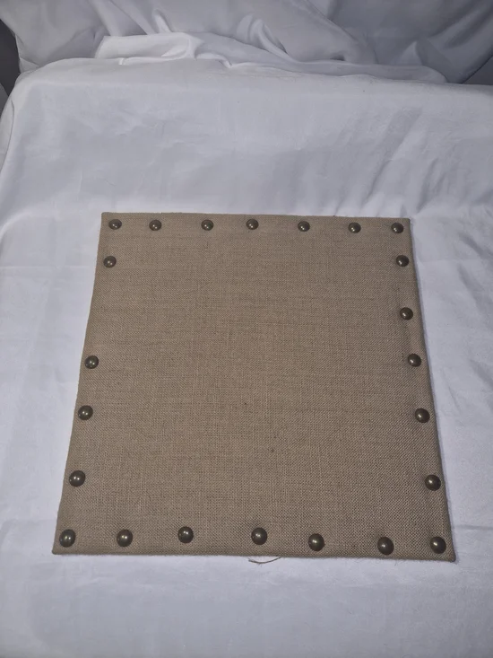 Burlap Bulletin Board with Decorative Brass Tacks - Tan