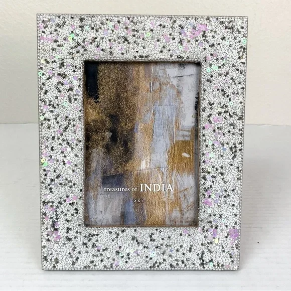 Treasure Of India Beaded Sequined Picture Frame 5”x 7”