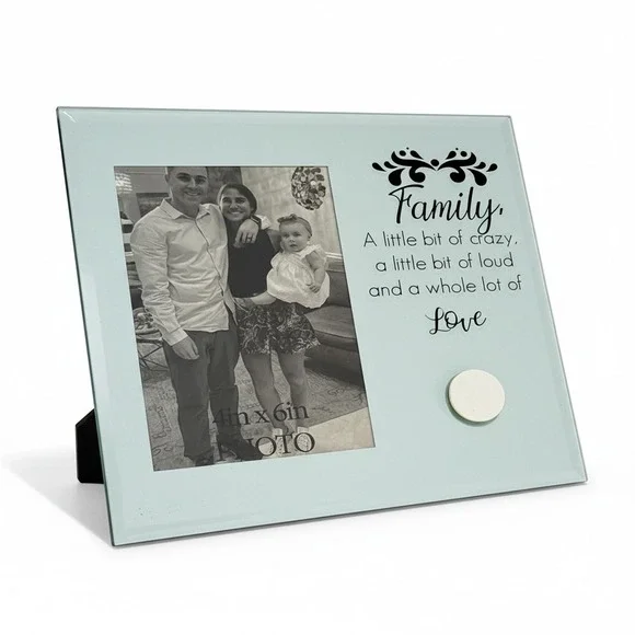 Old East Main Co Glass Family Photo Frame Seafoam Green 4x6 Horizontal Tabletop