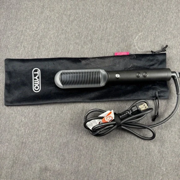 TYMO RING Hair Straightener Brush Black Pink Ionic Straightening‎ Comb 5 Heat