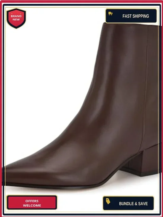Women's Ankle Boots Stiletto Heel Side Zipper Pointed Toe Leather