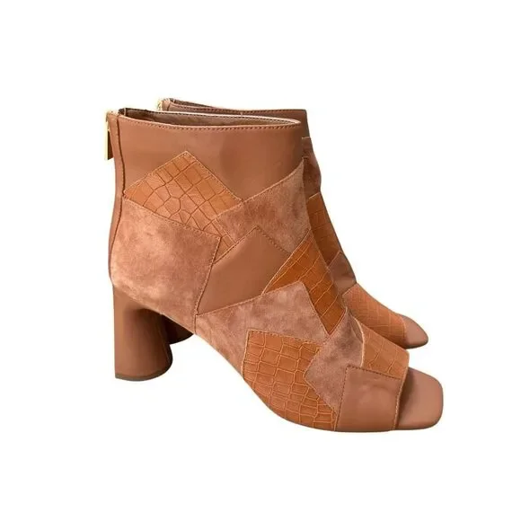 LIVERPOOL LOS ANGELES Park 2 Womens Patchwork Leather Ankle Boots size 9.5