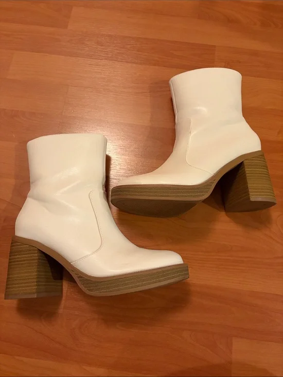Target White Platform Block Heel Ankle Boots