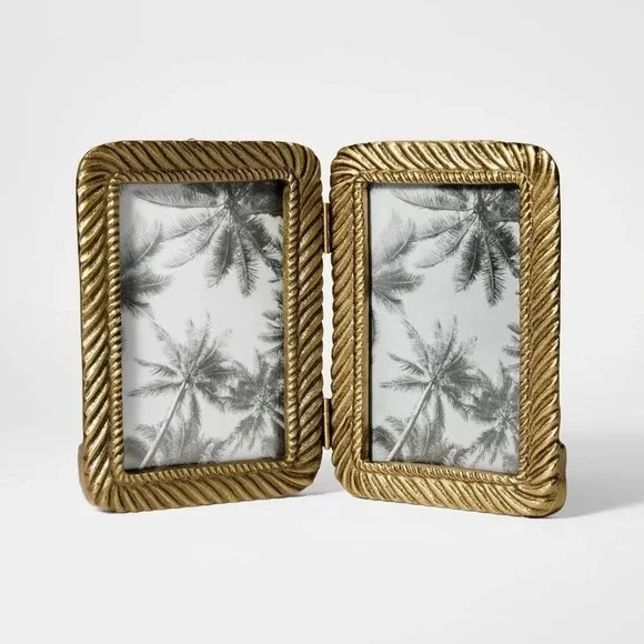 4x6 Metal Rope Folding Picture Frame Brass - Threshold Studio McGee, Target