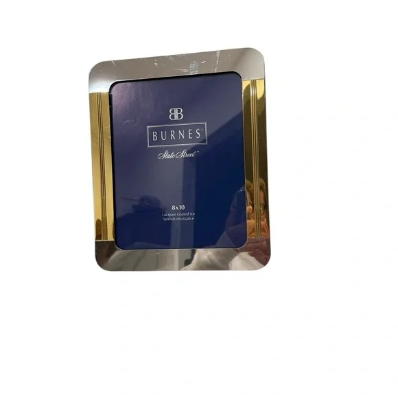 Burnes 8X10 Lacquer Coated Gold Silver Velvet Backed Picture Frame