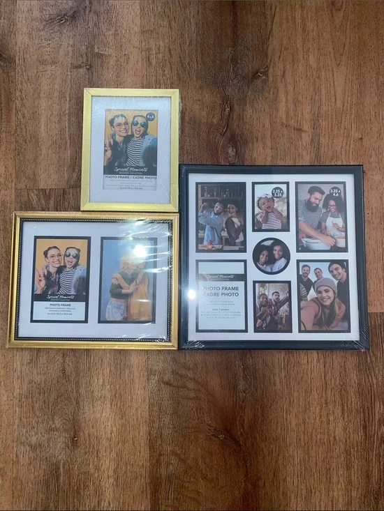Classic Multi-Opening Photo Frame Set in Gold and Black