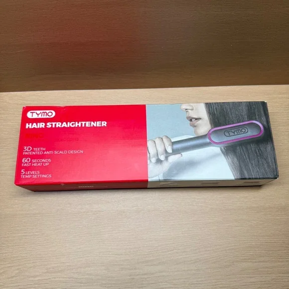 TYMO RING Hair Straightener Brush Black Pink 3D Teeth‎ Anti-Scald Fast Heat Up