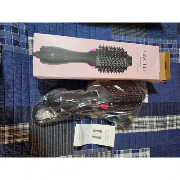 UMEELY Volumizer Hot Air Brush SY-8008 Black Pink Ceramic Hair Dryer Styler