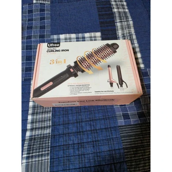 Ufree 3-in-1 Curling Iron Hair Straightener Round Brush Styling Set U-3166S