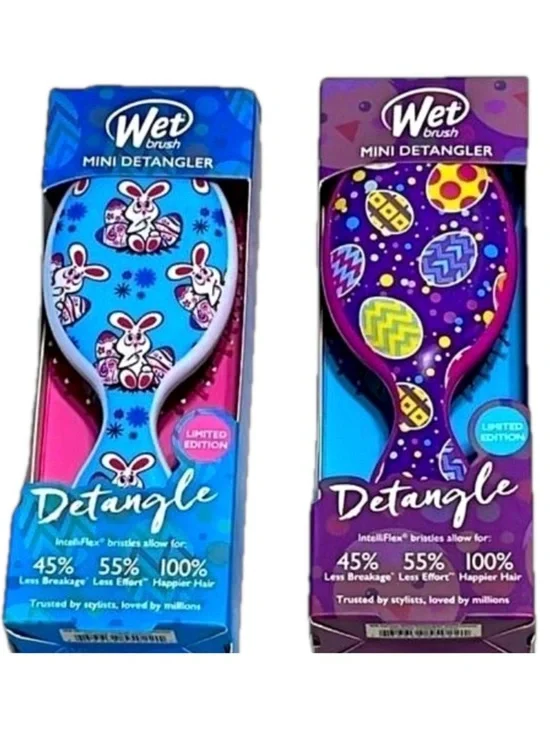 Wet Brush Mini Detangler Hair Brushes Limited Edition Easter Eggs Bunny Print