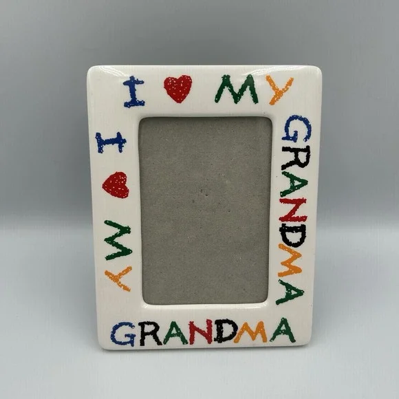 Vintage 1988I Love My Grandma Ceramic Picture Frame 3.5 X 5 Made in Taiwan‎