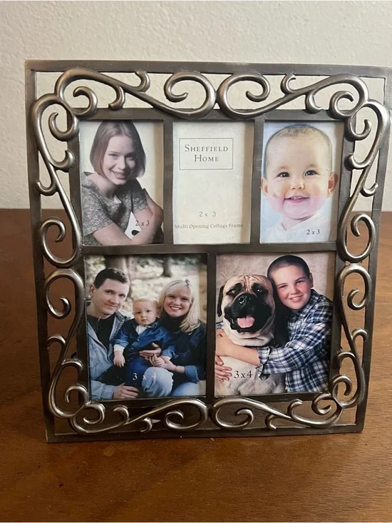 Sheffield Home Matt Silver‎ Scroll Five Opening Photo Frame Collage 3x4 2x3