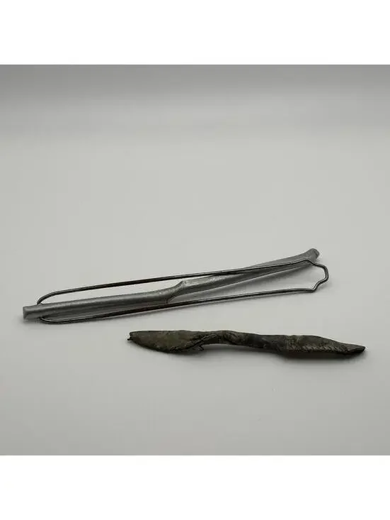 Set of 2 Antique Metal and Leather Hair Curlers