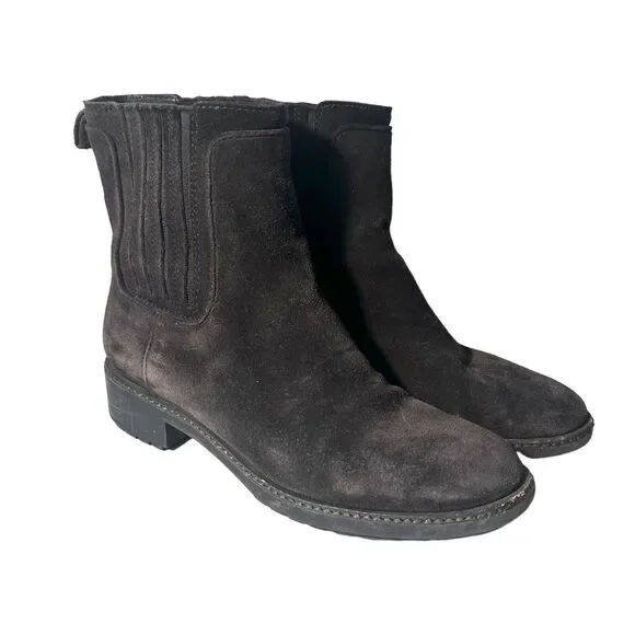 Via Spiga Womens Sz 6 Erisa Chelsea Brown Suede Leather Booties Ankle Boot