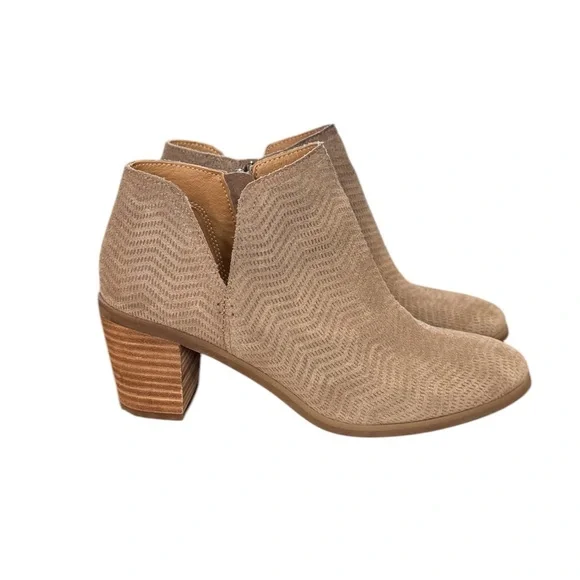 Lucky Brand Parnesa Perforated Suede Bootie Tan Women’s Size 7.5