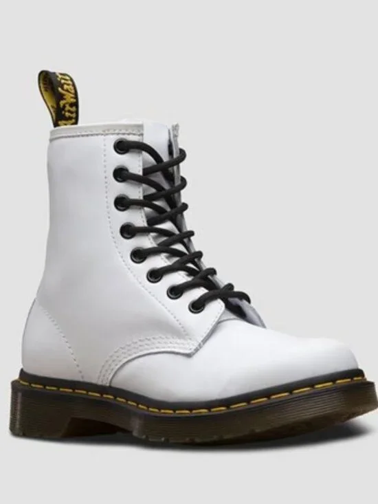 Dr. Martens 1460 Softy T Leather Lace Up Boots Combat Booties White Size 10 NEW