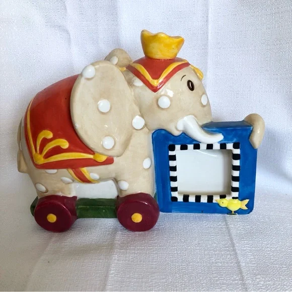 Mary Engelbreit ceramic circus elephant figure picture frame 5.5