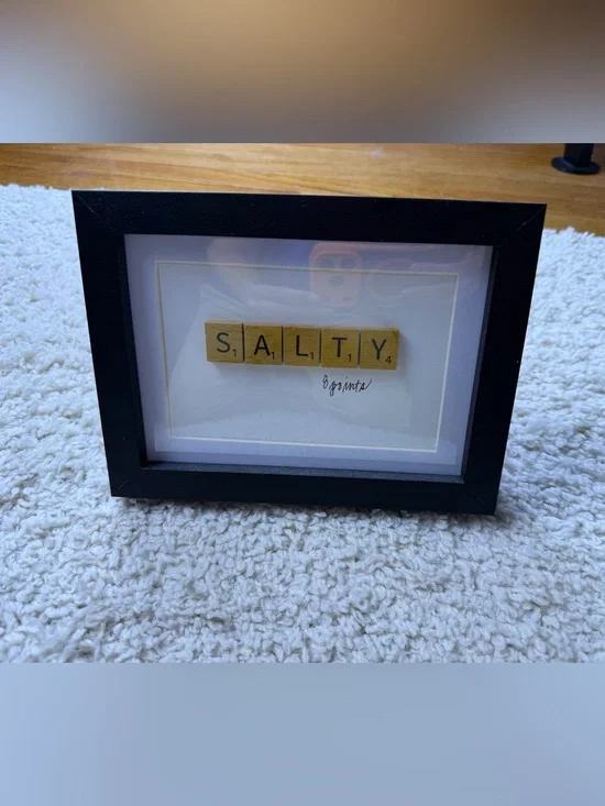 Black Framed 'SALTY' Scrabble Tile Wall Accent