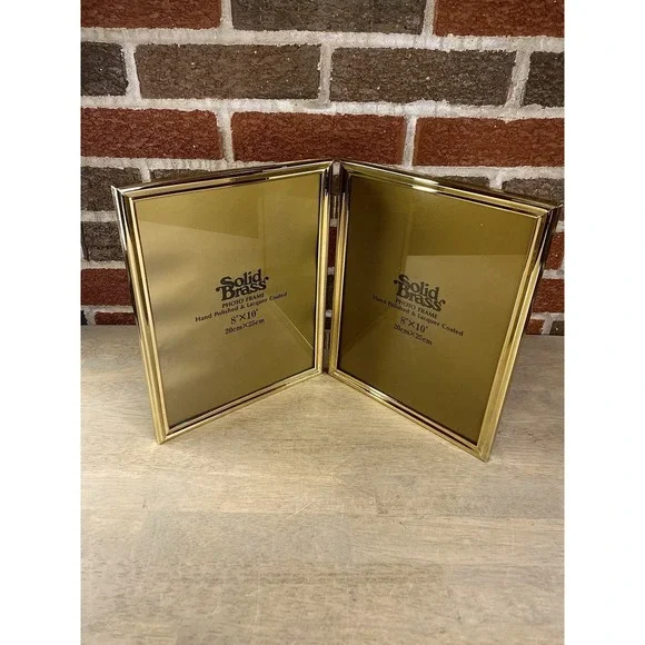 Vintage Mid-Century Solid Brass Bifold Picture Frame‎ Gold 8x10  Modern Heritage