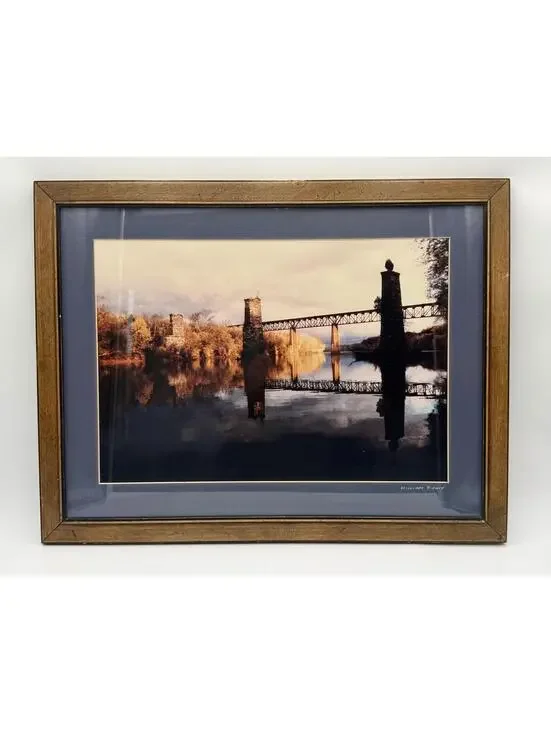 William‎ Pierce Framed Bridge Landscape Print Wall Art Rustic Nature Decor