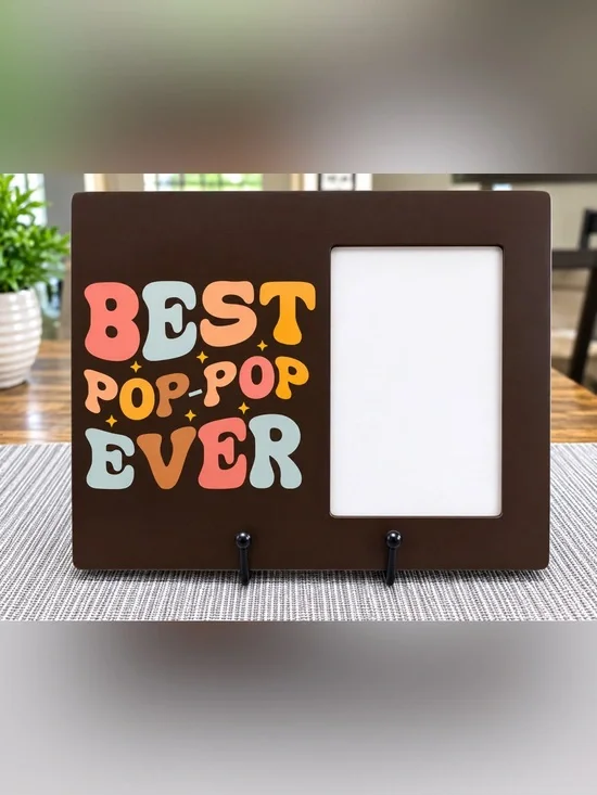 Retro Brown Photo Frame “Best Pop-Pop Ever”