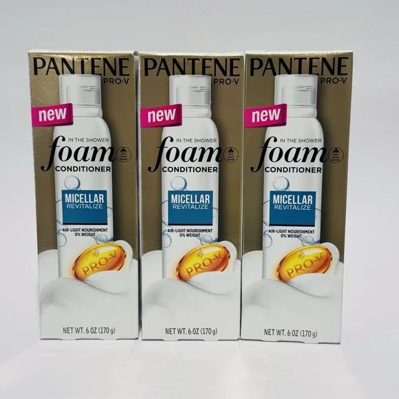 (3) Pantene Pro-V Micellar Revitalize In The‎ Shower Foam Conditioner NIB