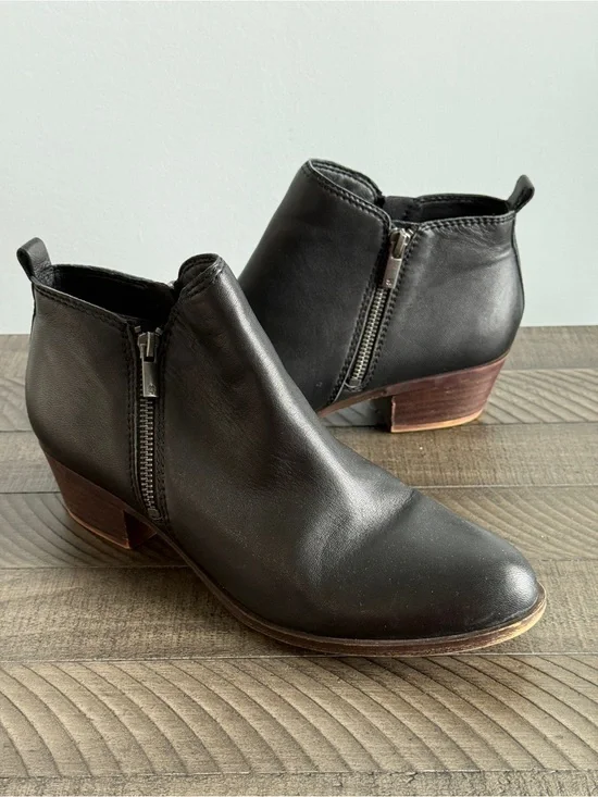 Lucky Brand Basel Black Leather Ankle Boots Women’s Size 9.5M