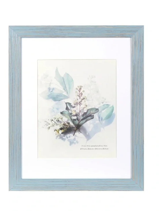 Solid Wood with HD Plexiglass Picture Frame 11x14” (matted to 8x10”) BLUE