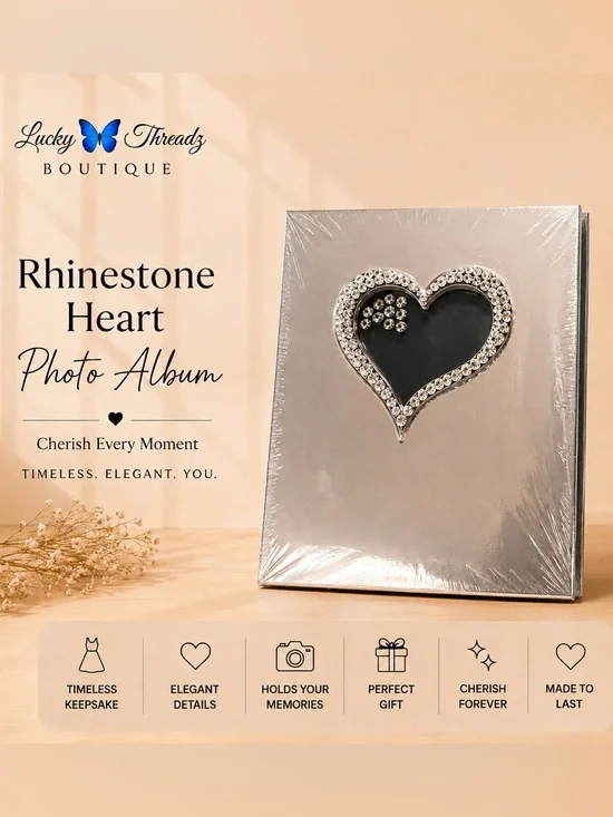 Silver Rhinestone Heart Photo Album- New Godinger