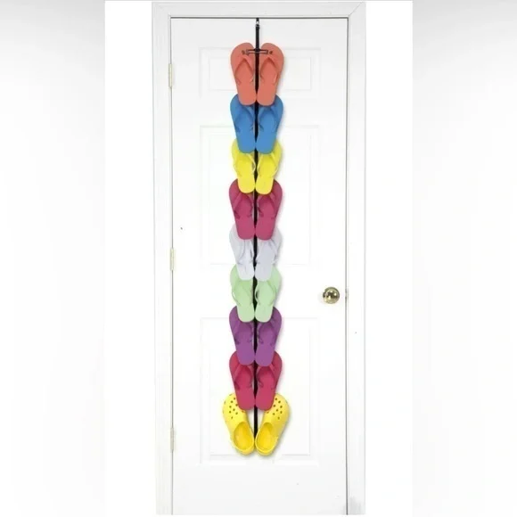 Over Door Flip Flop Organizer Holds 9 Pairs Space Saving Shoe Rack Black