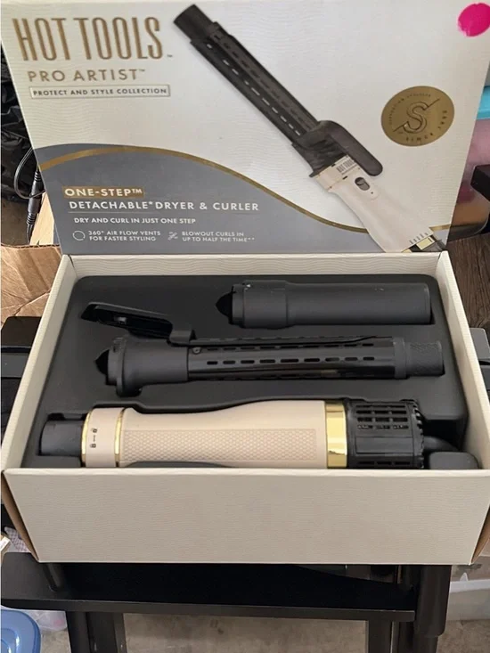 Hot Tools One-Step Detachable Dryer & Curler - Cream and Black