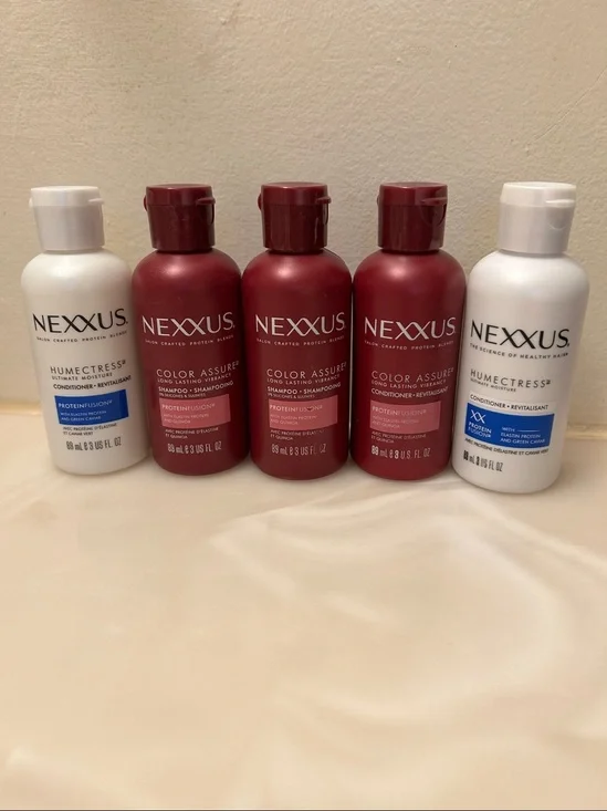 Bundle of 5: Nexxus Color Assure & Humectress Shampoo + Conditioner, 3floz each