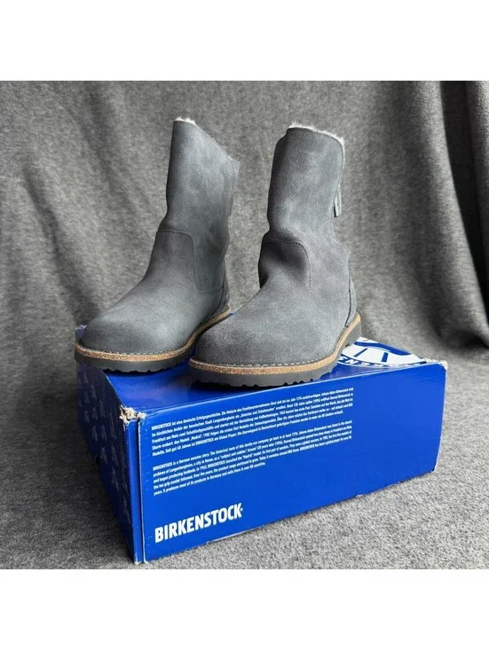 Birkenstock Uppsala Shearling Boots Womens Size 9 Gray Suede Mid Calf Winter