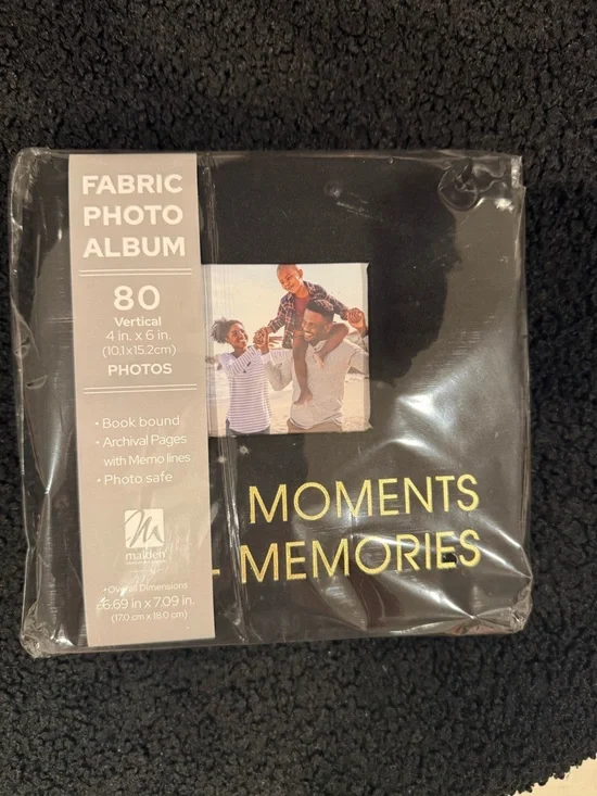 Malden Black Photo Album with Gold Accent Lettering