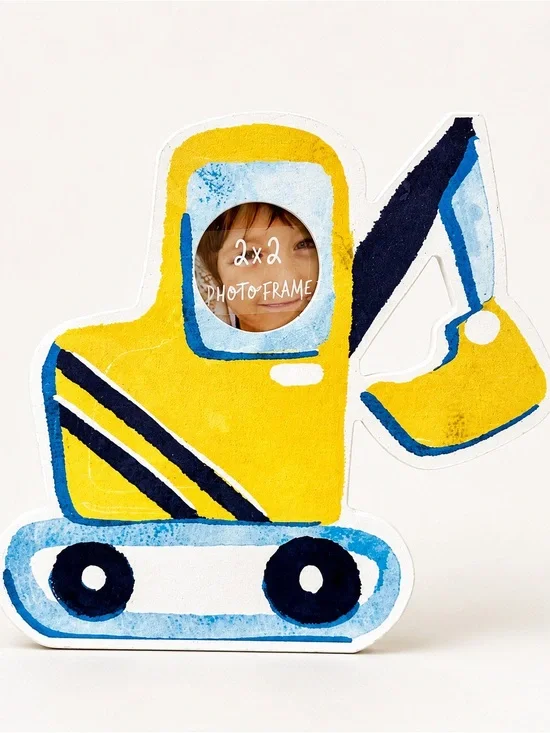 NEW Yellow and Blue Construction Excavator Photo Frame