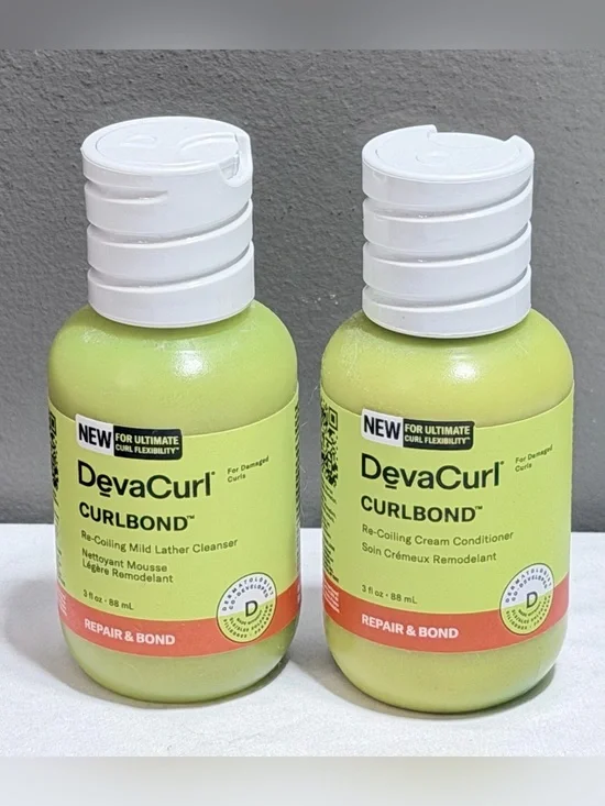 DevaCurl Curlbond Re-Coiling Repair Bond Lather Cleanser Conditioner 3oz Travel