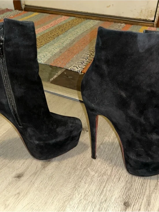 Christian Louboutin Black Suede Platform Ankle Boots